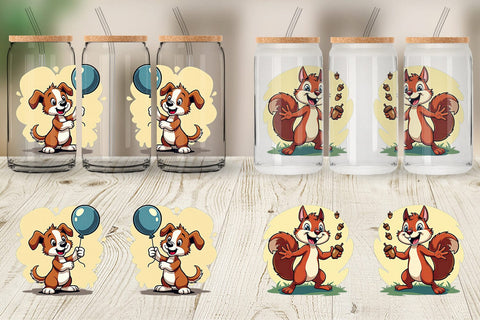 Glass Can Retro Animal Rascals Sublimation artnoy 