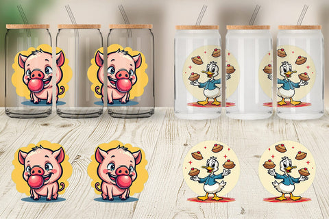 Glass Can Retro Animal Rascals Sublimation artnoy 