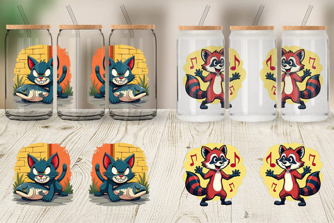 Glass Can Retro Animal Rascals Sublimation artnoy 