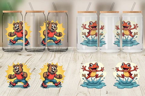 Glass Can Retro Animal Rascals Sublimation artnoy 