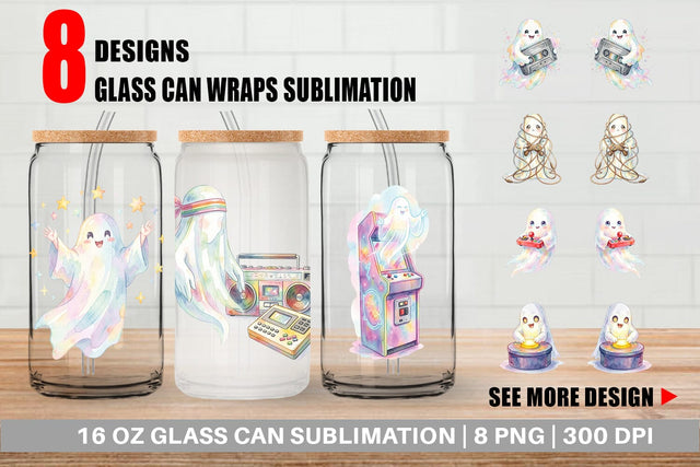 Glass Can Retro Arcade Gamer Ghost Sublimation artnoy 
