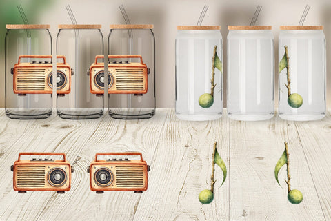 Glass Can Retro Autumn Music Sublimation artnoy 