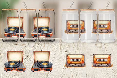 Glass Can Retro Autumn Music Sublimation artnoy 