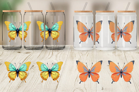 Glass Can Retro Butterflies Sublimation artnoy 