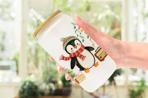 Glass Can Retro Christmas Animals Sublimation artnoy 