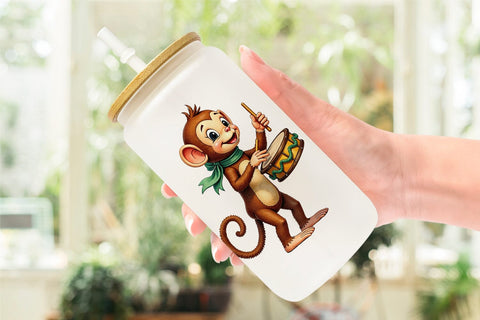 Glass Can Retro Christmas Tin Toy Treasures Watercolor Sublimation artnoy 