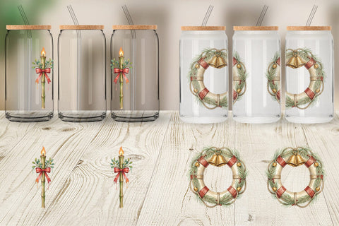 Glass Can Retro Coastal Christmas Decor Art Sublimation artnoy 