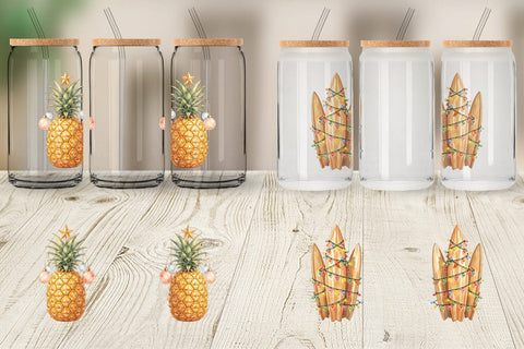 Glass Can Retro Coastal Christmas Decor Art Sublimation artnoy 