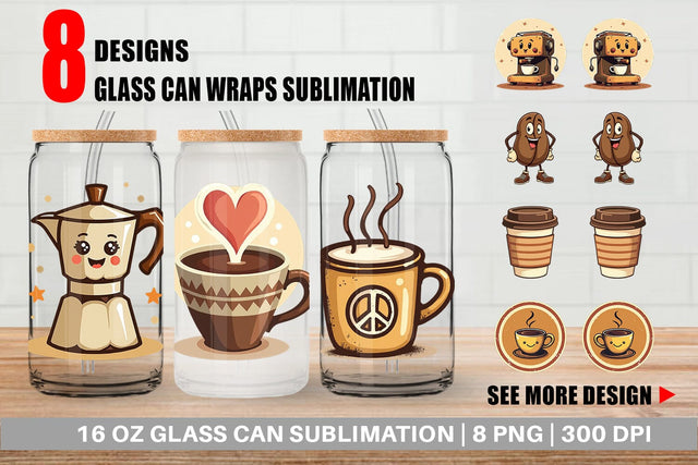 Glass Can Retro Coffee Sublimation artnoy 