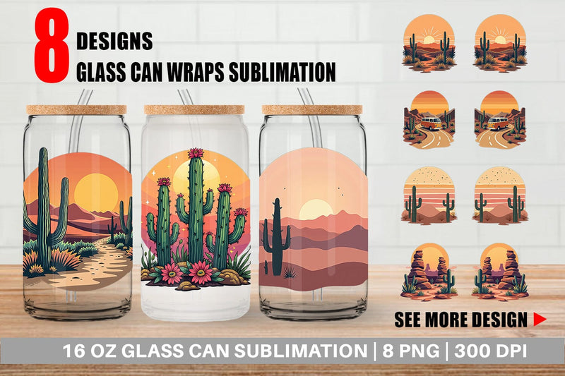 Glass Can Retro Desert Vibes Sublimation artnoy 