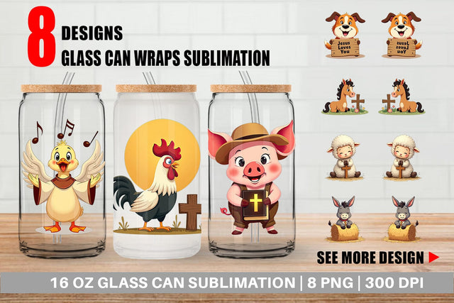 Glass Can Retro Faith Farm Sublimation artnoy 