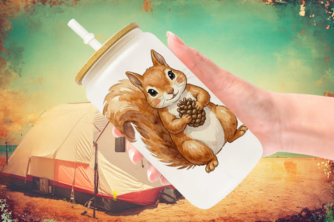 Glass Can Retro Forest Friend Watercolor Sublimation artnoy 