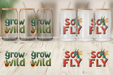 Glass Can Retro Garden Critters Cute Motivational Quote Art Sublimation artnoy 