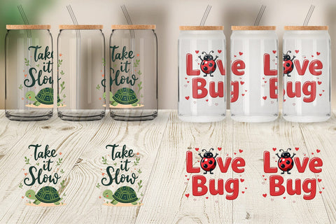 Glass Can Retro Garden Critters Cute Motivational Quote Art Sublimation artnoy 