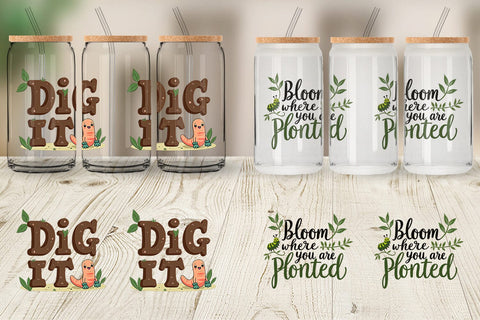 Glass Can Retro Garden Critters Cute Motivational Quote Art Sublimation artnoy 