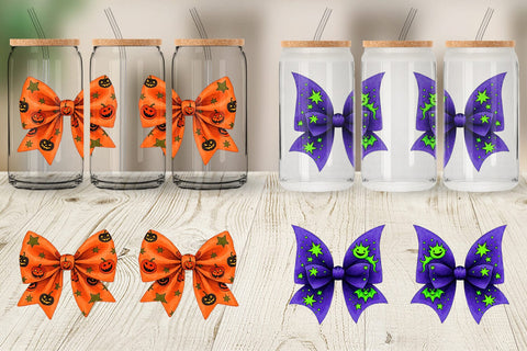 Glass Can Retro Halloween Bows Sublimation artnoy 