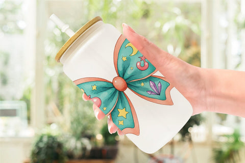 Glass Can Retro Halloween Bows Sublimation artnoy 