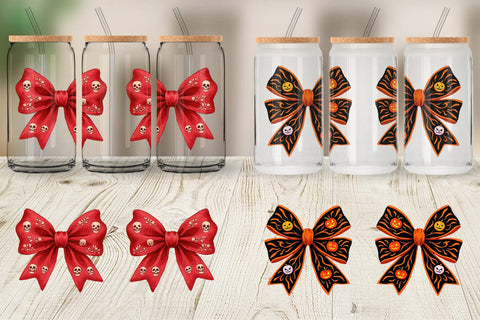 Glass Can Retro Halloween Bows Sublimation artnoy 