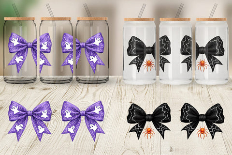 Glass Can Retro Halloween Bows Sublimation artnoy 