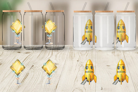 Glass Can Retro Hover School Transport Sublimation artnoy 