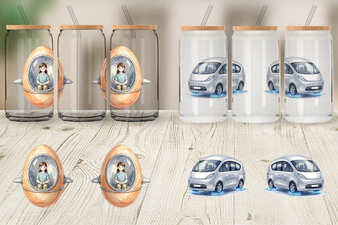 Glass Can Retro Hover School Transport Sublimation artnoy 