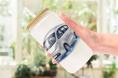 Glass Can Retro Hover School Transport Sublimation artnoy 