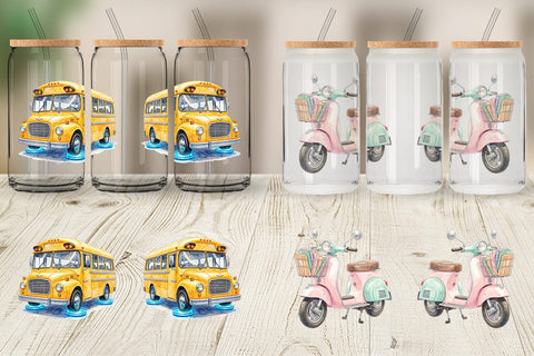 Glass Can Retro Hover School Transport Sublimation artnoy 