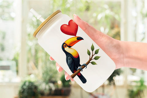 Glass Can Retro Jungle Love Valentine's Safari Animal Sublimation artnoy 