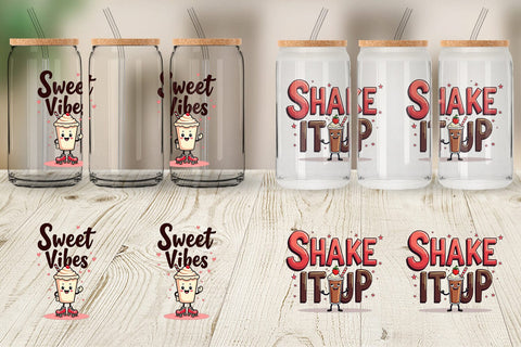 Glass Can Retro Kawaii Diner Delights Cute Food Quote Sublimation artnoy 