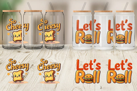 Glass Can Retro Kawaii Diner Delights Cute Food Quote Sublimation artnoy 