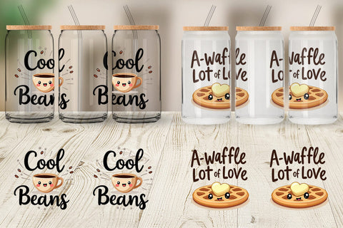 Glass Can Retro Kawaii Diner Delights Cute Food Quote Sublimation artnoy 