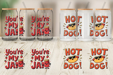 Glass Can Retro Kawaii Diner Delights Cute Food Quote Sublimation artnoy 