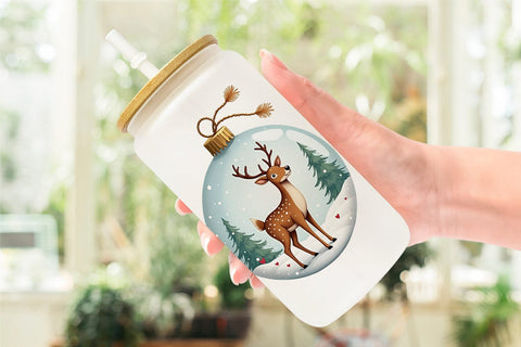 Glass Can Retro Kitsch Christmas Watercolor Sublimation artnoy 