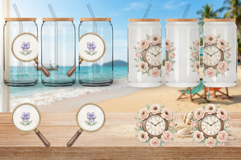 Glass Can Retro Nature Discovery Watercolor Sublimation artnoy 