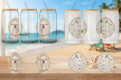 Glass Can Retro Nature Discovery Watercolor Sublimation artnoy 