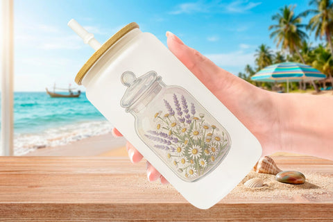 Glass Can Retro Nature Discovery Watercolor Sublimation artnoy 