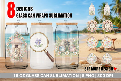 Glass Can Retro Nature Discovery Watercolor Sublimation artnoy 