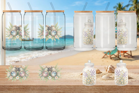 Glass Can Retro Nature Discovery Watercolor Sublimation artnoy 