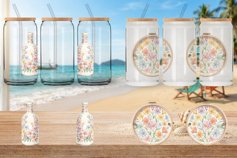 Glass Can Retro Nature Discovery Watercolor Sublimation artnoy 