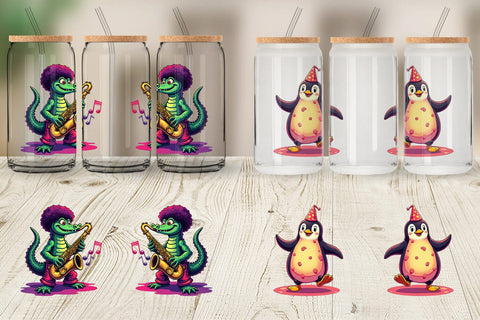 Glass Can Retro Quirky Critters Sublimation artnoy 