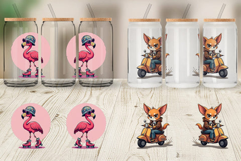 Glass Can Retro Quirky Critters Sublimation artnoy 