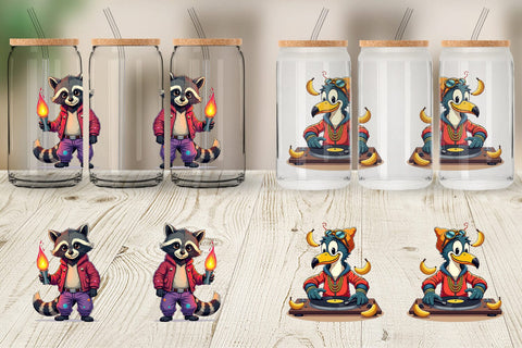 Glass Can Retro Quirky Critters Sublimation artnoy 