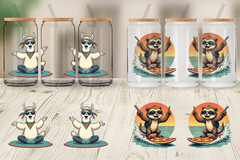 Glass Can Retro Quirky Critters Sublimation artnoy 