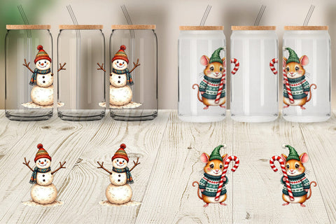 Glass Can Retro Reindeer Friends Sublimation artnoy 