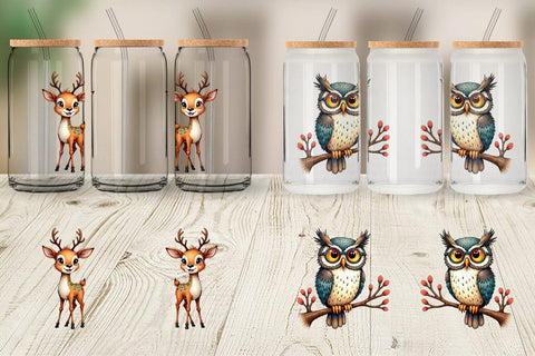 Glass Can Retro Reindeer Friends Sublimation artnoy 