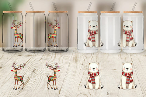 Glass Can Retro Reindeer Friends Sublimation artnoy 