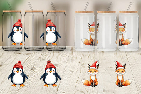 Glass Can Retro Reindeer Friends Sublimation artnoy 