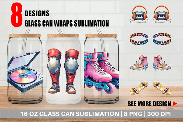 Glass Can Retro Roller Vibes Sublimation artnoy 