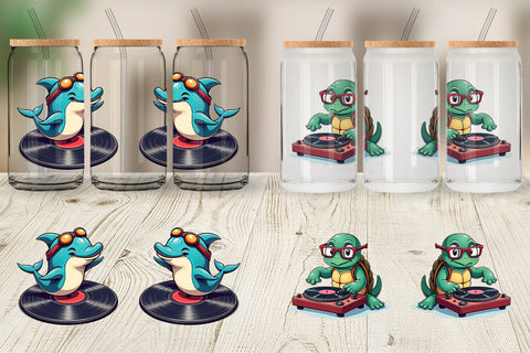Glass Can Retro Sea Critters Sublimation artnoy 