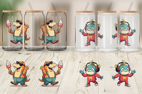 Glass Can Retro Sea Critters Sublimation artnoy 